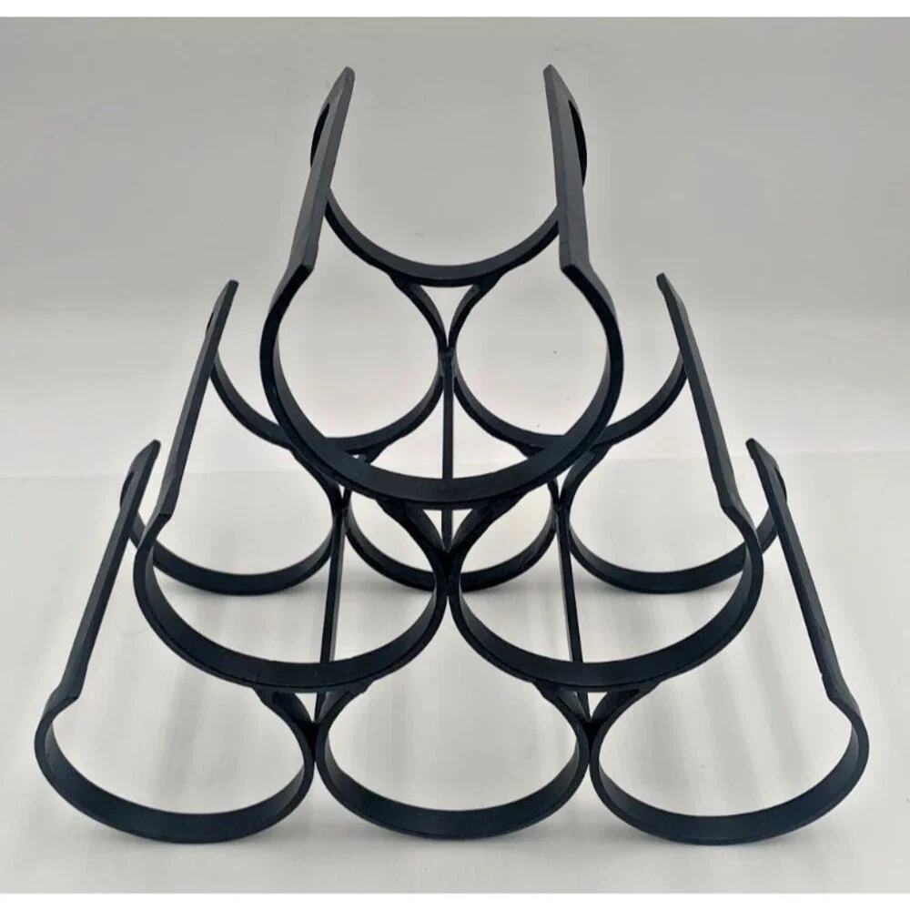 Modern Black Metal Wine Rack Tabletop 6-Bottle Geometric Wine Holder Barware